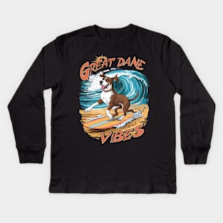 Great Dane Surfing Adventure Kids Long Sleeve T-Shirt